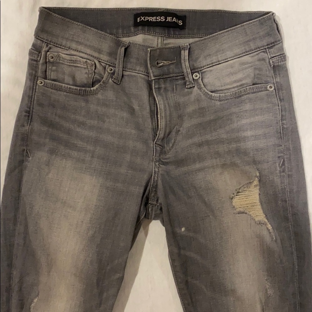 Express Performance Legging Mid Rise Jeans Grey 4 - Picture 3 of 7